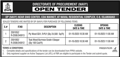 Pakistan Navy Tender Notice